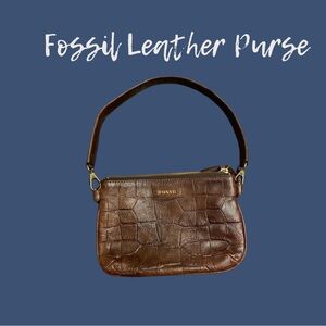 Fossil Leather Croc Embossed HandBag